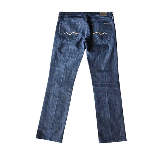 7 For All Mankind Women’s Jeans Size 28 Blue Straight Denim - Picture 2 of 10
